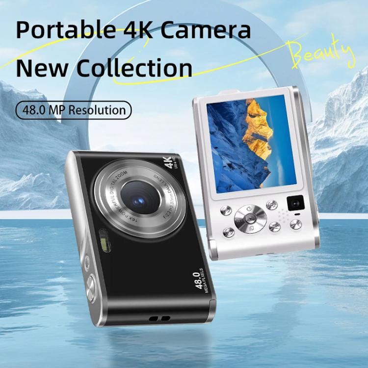 Cámara digital HD 4K de doble lente para selfies, portátil, con sensor CCD tipo tarjeta, ideal para estudiantes., Black, White, Black+32G Memory Card, White+32G Memory Card