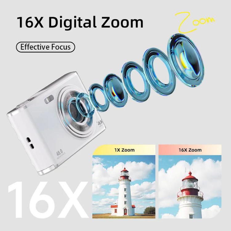 Cámara digital HD 4K de doble lente para selfies, portátil, con sensor CCD tipo tarjeta, ideal para estudiantes., Black, White, Black+32G Memory Card, White+32G Memory Card