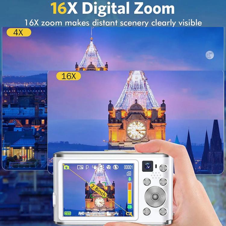 Cámara digital HD 4K de doble lente para selfies, portátil, con sensor CCD tipo tarjeta, ideal para estudiantes., Black, White, Black+32G Memory Card, White+32G Memory Card