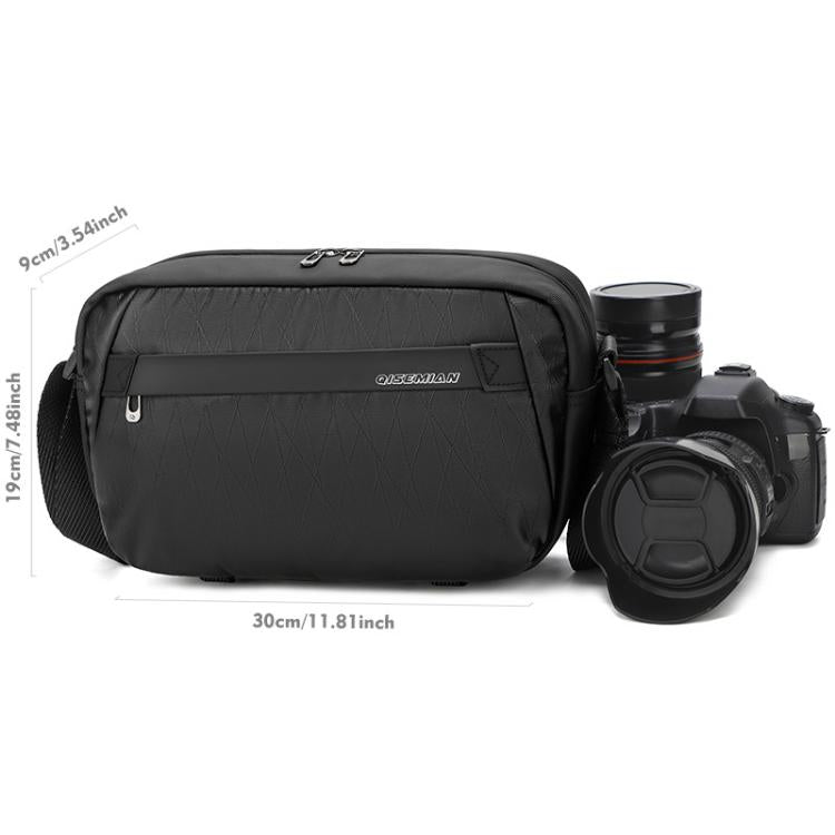 Bolso bandolera para cámara QISEMIAN para hombre, resistente al agua, para fotografía DSLR, con divisores extraíbles y soporte para trípode.