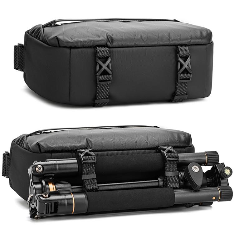 Bolso bandolera para cámara QISEMIAN para hombre, resistente al agua, para fotografía DSLR, con divisores extraíbles y soporte para trípode.