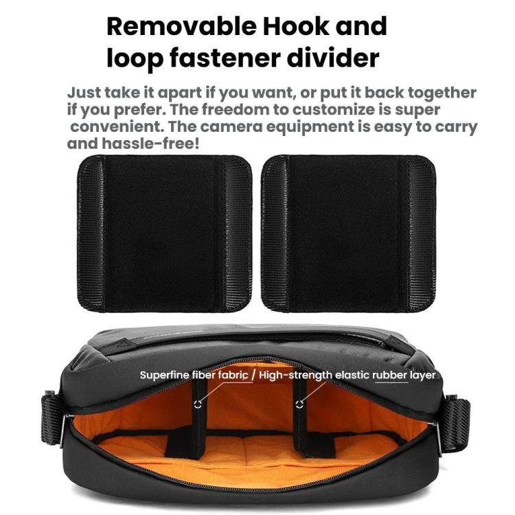 Bolso bandolera para cámara QISEMIAN para hombre, resistente al agua, para fotografía DSLR, con divisores extraíbles y soporte para trípode.