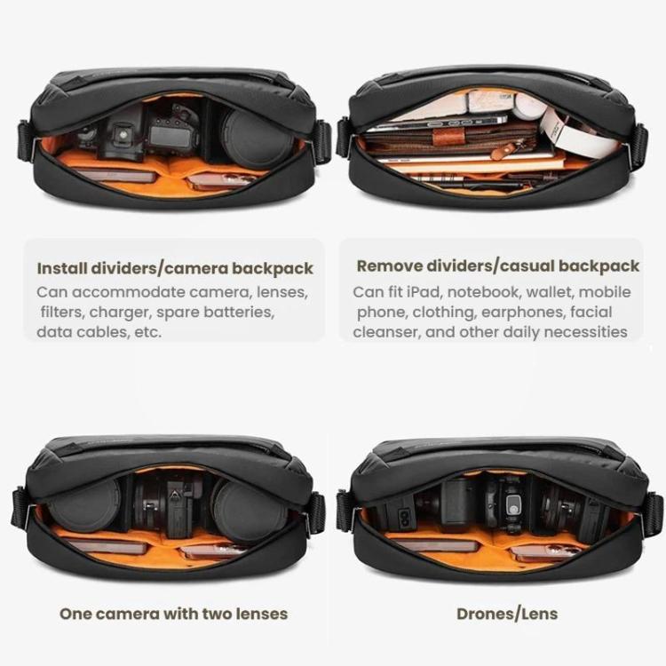 Bolso bandolera para cámara QISEMIAN para hombre, resistente al agua, para fotografía DSLR, con divisores extraíbles y soporte para trípode.