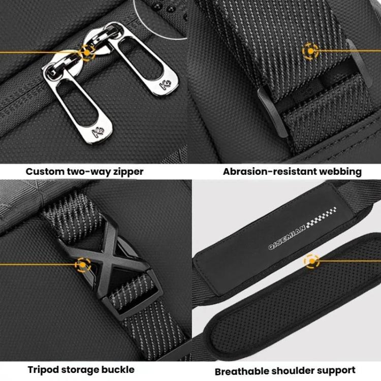 Bolso bandolera para cámara QISEMIAN para hombre, resistente al agua, para fotografía DSLR, con divisores extraíbles y soporte para trípode.