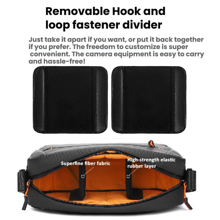 Bolso bandolera para cámara QISEMIAN XK110 para hombre, resistente al agua, para fotografía DSLR, con divisores extraíbles y soporte para trípode.