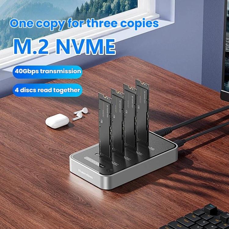Carcasa para unidades NVMe de cuatro bahías Blueendless DB2804NA, dispositivo de copia y clonación M.2 de 1 a 3, carcasa externa para SSD, lector externo, US Plug, EU Plug, UK Plug