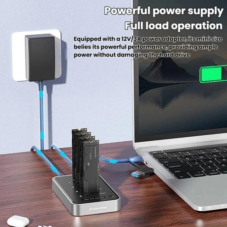 Carcasa para unidades NVMe de cuatro bahías Blueendless DB2804NA, dispositivo de copia y clonación M.2 de 1 a 3, carcasa externa para SSD, lector externo, US Plug, EU Plug, UK Plug