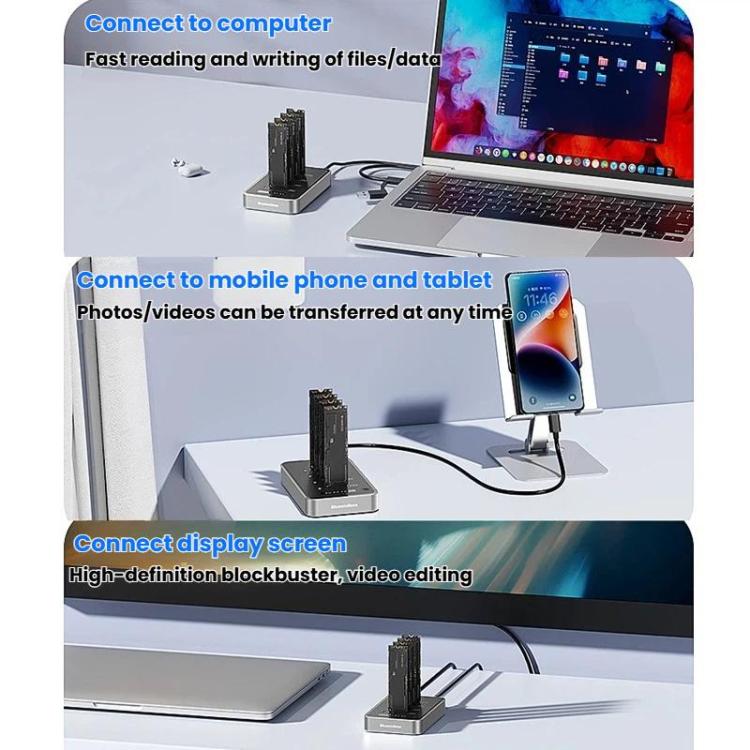 Carcasa para unidades NVMe de cuatro bahías Blueendless DB2804NA, dispositivo de copia y clonación M.2 de 1 a 3, carcasa externa para SSD, lector externo, US Plug, EU Plug, UK Plug