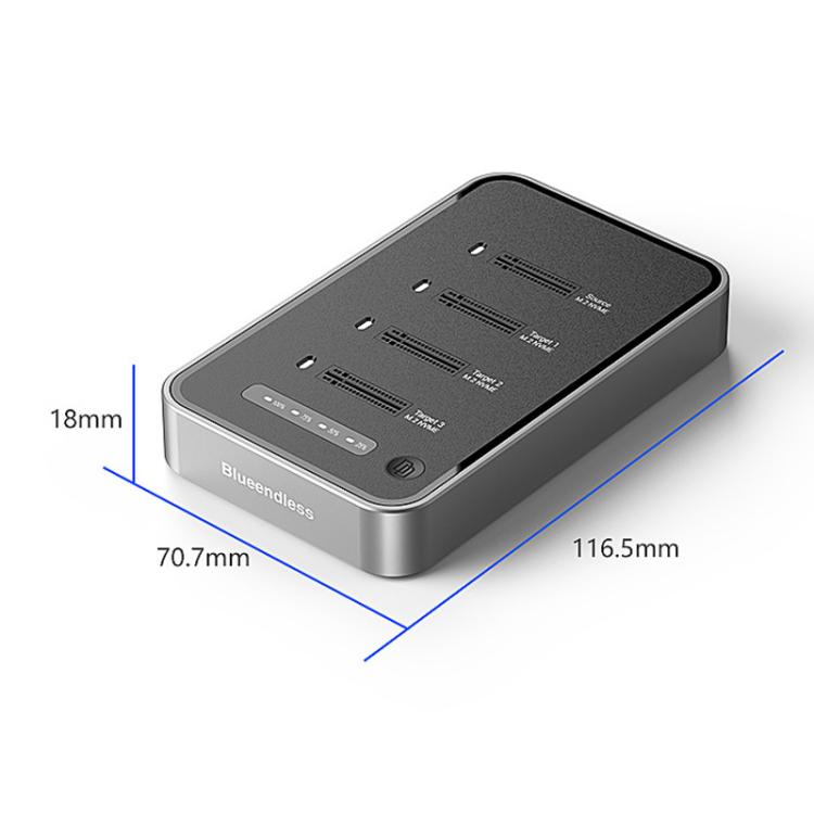Carcasa para unidades NVMe de cuatro bahías Blueendless DB2804NA, dispositivo de copia y clonación M.2 de 1 a 3, carcasa externa para SSD, lector externo, US Plug, EU Plug, UK Plug