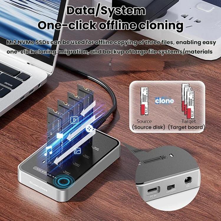 Carcasa para unidades NVMe de cuatro bahías Blueendless DB2804NA, dispositivo de copia y clonación M.2 de 1 a 3, carcasa externa para SSD, lector externo, US Plug, EU Plug, UK Plug