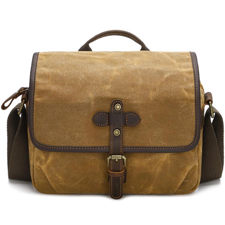 Bolso bandolera de lona encerada con divisores ajustables para fotografía DSLR y viajes., L Dusty Yellow, L Army Green, L Deep Gray, S Army Green, S Dusty Yellow, S Deep Gray