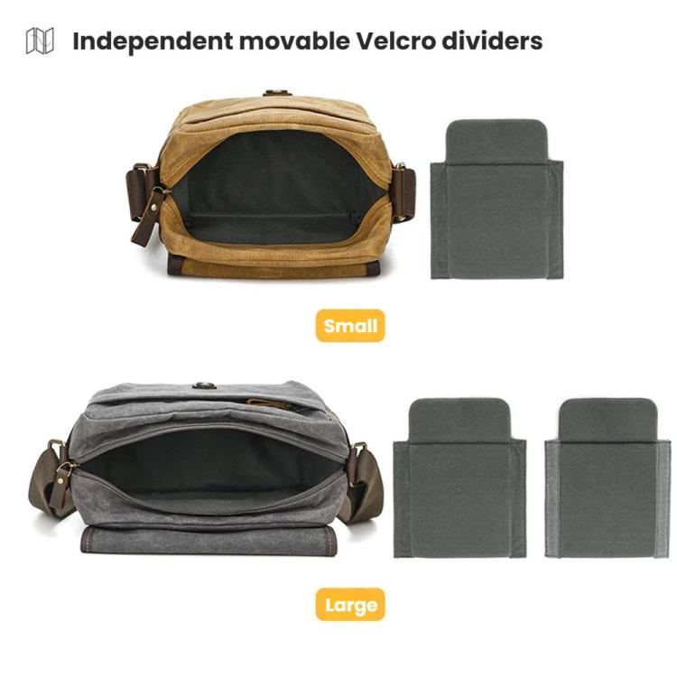 Bolso bandolera de lona encerada con divisores ajustables para fotografía DSLR y viajes., L Dusty Yellow, L Army Green, L Deep Gray, S Army Green, S Dusty Yellow, S Deep Gray