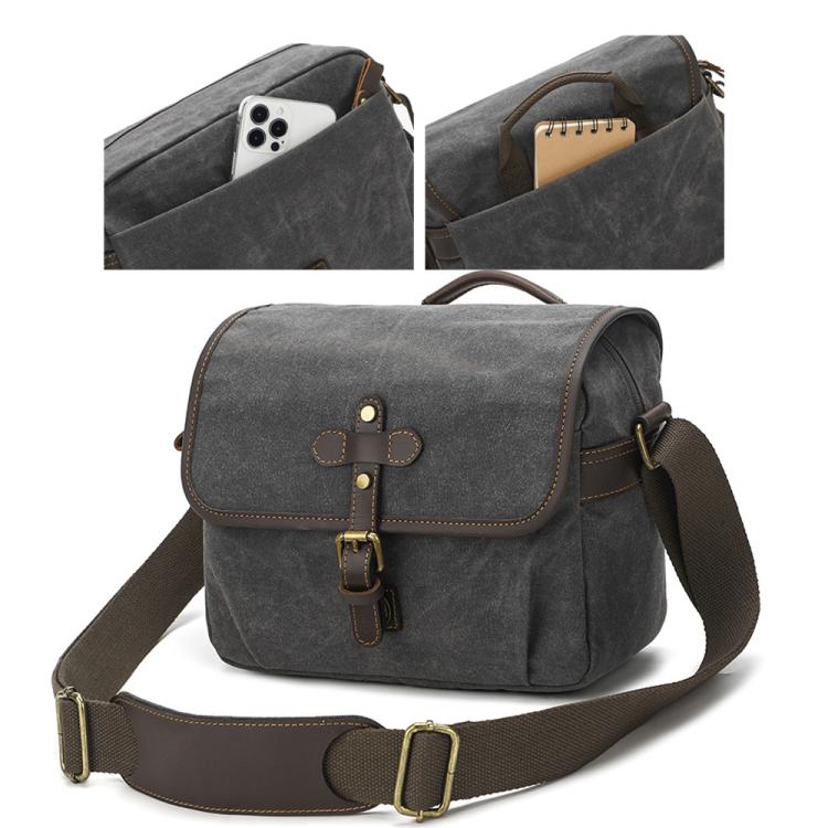 Bolso bandolera de lona encerada con divisores ajustables para fotografía DSLR y viajes., L Dusty Yellow, L Army Green, L Deep Gray, S Army Green, S Dusty Yellow, S Deep Gray