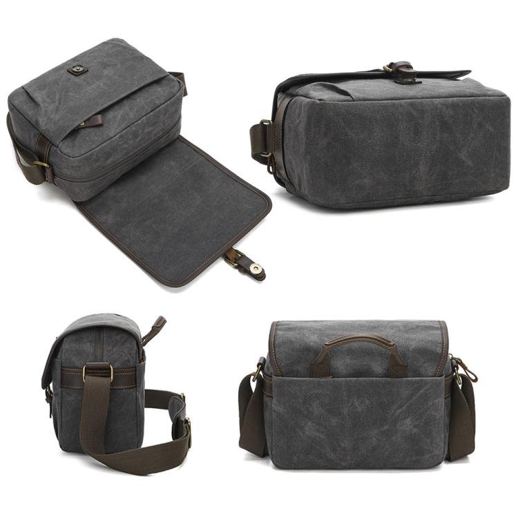Bolso bandolera de lona encerada con divisores ajustables para fotografía DSLR y viajes., L Dusty Yellow, L Army Green, L Deep Gray, S Army Green, S Dusty Yellow, S Deep Gray