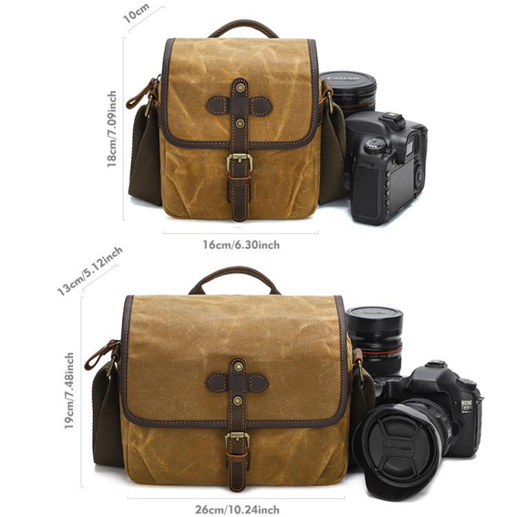 Bolso bandolera de lona encerada con divisores ajustables para fotografía DSLR y viajes., L Dusty Yellow, L Army Green, L Deep Gray, S Army Green, S Dusty Yellow, S Deep Gray