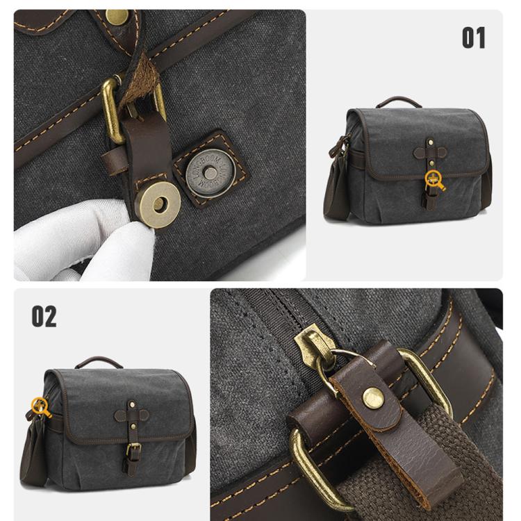 Bolso bandolera de lona encerada con divisores ajustables para fotografía DSLR y viajes., L Dusty Yellow, L Army Green, L Deep Gray, S Army Green, S Dusty Yellow, S Deep Gray