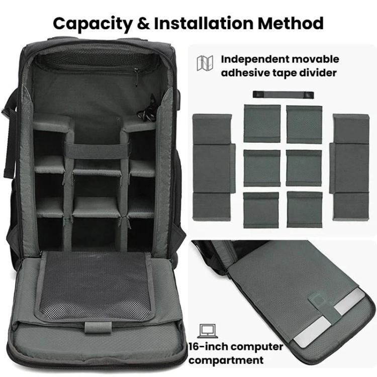 Mochila para cámara AK818 impermeable, antirrobo, con doble correa para el hombro y gran capacidad.