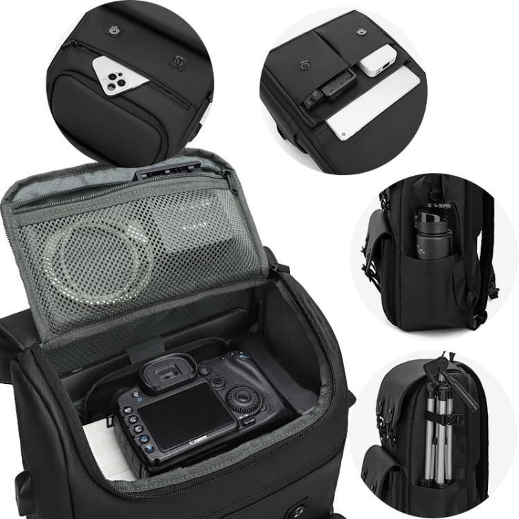 Mochila para cámara AK818 impermeable, antirrobo, con doble correa para el hombro y gran capacidad.