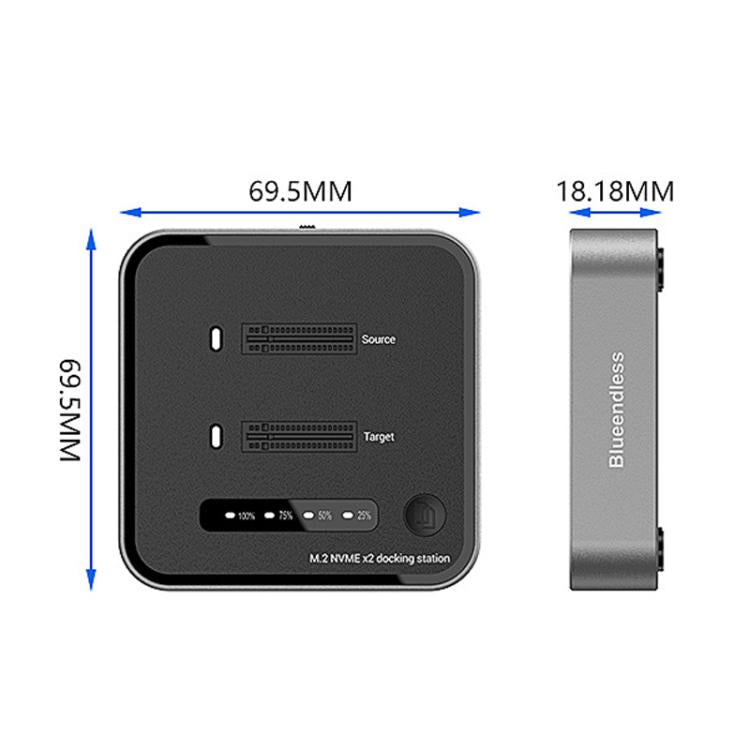 Carcasa para SSD NVMe de doble bahía Blueendless SD08, dispositivo de clonación sin conexión M.2, unidad de estado sólido de alta velocidad de 20 Gbps, US Plug, EU Plug, UK Plug