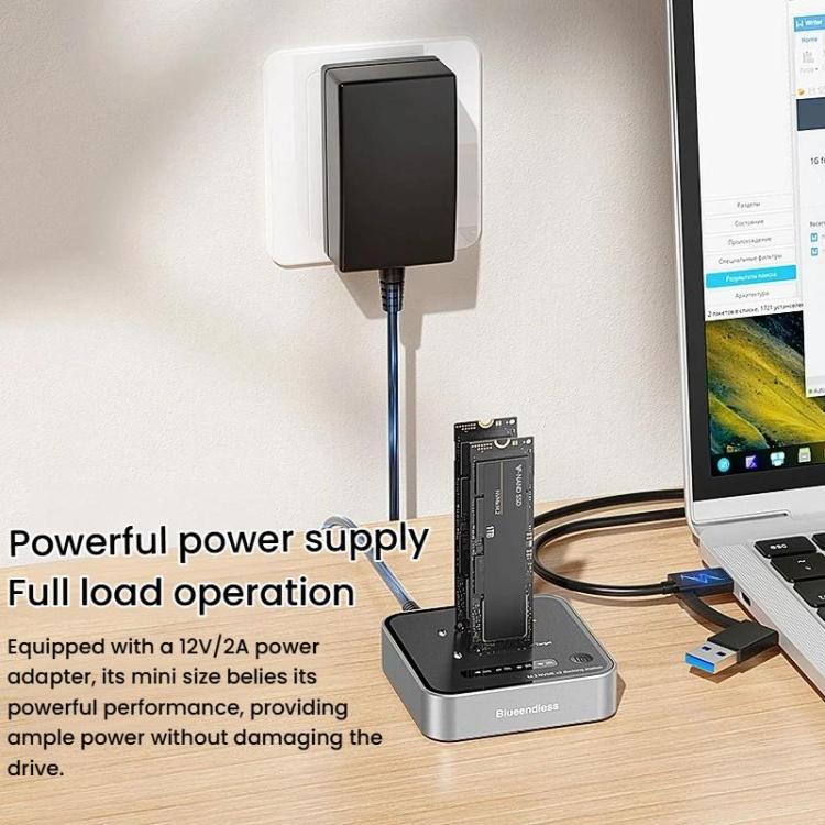 Carcasa para SSD NVMe de doble bahía Blueendless SD08, dispositivo de clonación sin conexión M.2, unidad de estado sólido de alta velocidad de 20 Gbps, US Plug, EU Plug, UK Plug
