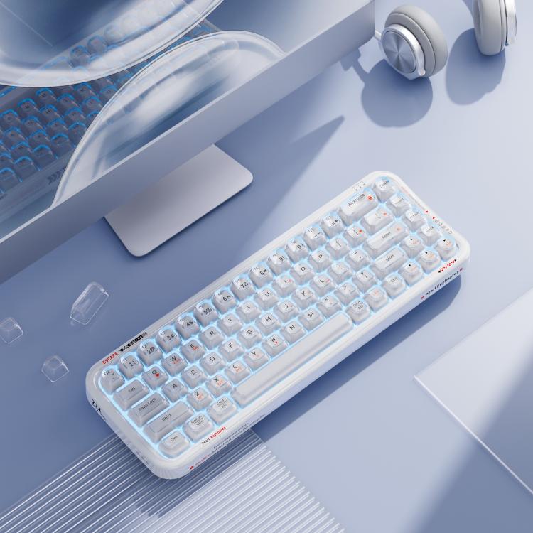 Teclado inalámbrico Bluetooth retroiluminado RGB MOFii 711 Pearl semitransparente de triple modo