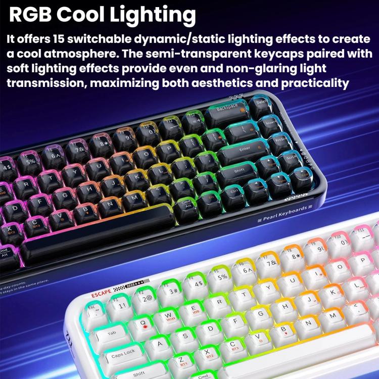Teclado inalámbrico Bluetooth retroiluminado RGB MOFii 711 Pearl semitransparente de triple modo