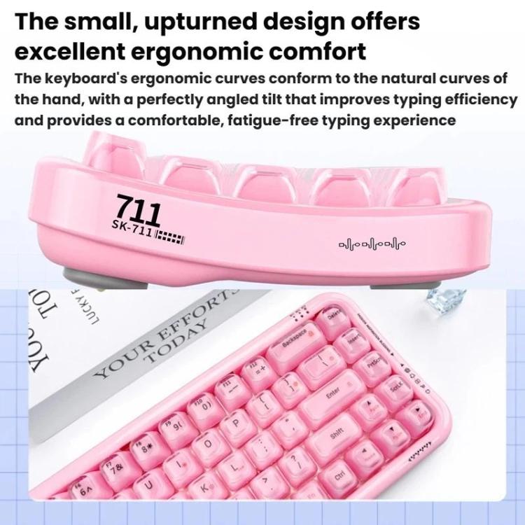 Teclado inalámbrico Bluetooth retroiluminado RGB MOFii 711 Pearl semitransparente de triple modo