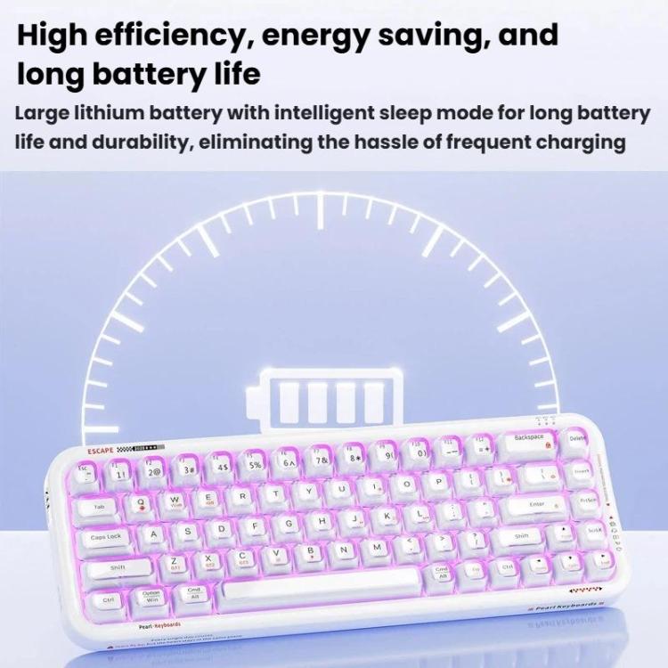 Teclado inalámbrico Bluetooth retroiluminado RGB MOFii 711 Pearl semitransparente de triple modo