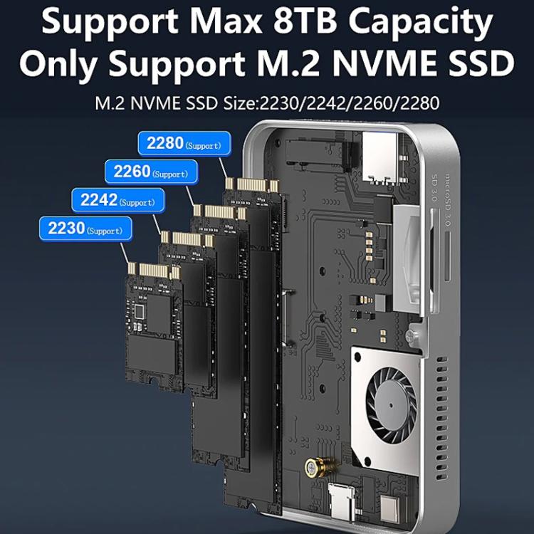 Base magnética 8 en 1, carcasa para SSD NVMe y concentrador USB 3.2, MC806
