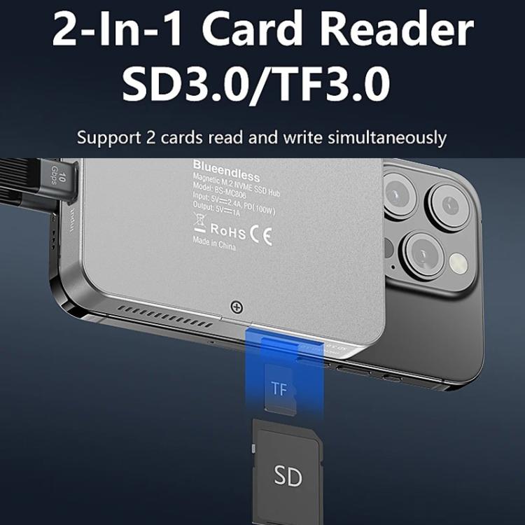 Base magnética 8 en 1, carcasa para SSD NVMe y concentrador USB 3.2, MC806