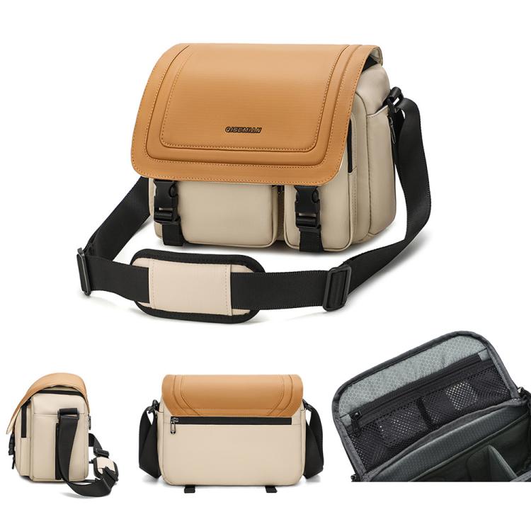 Bolso bandolera para cámara QISEMIAN, resistente al agua, con soporte para trípode., XK0040 Orange, XK0040 Green