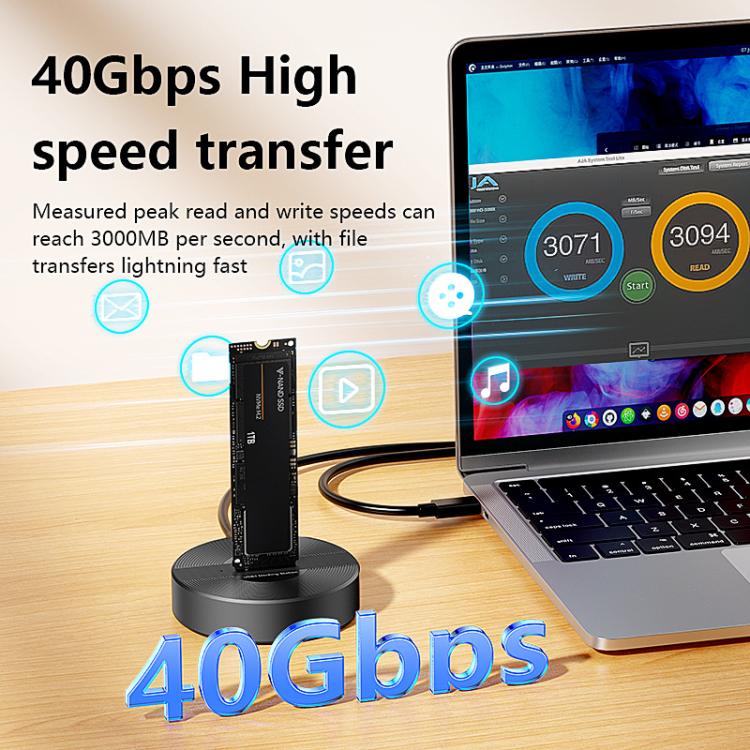 Blueendless SD04P Base para disco duro de 40 Gbps USB 4.0 Carcasa para SSD M.2 NVMe Lector externo para ordenadores, SD04P