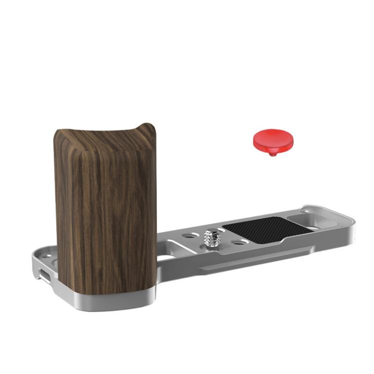 Empuñadura en forma de L Flymile para cámara Fujifilm X100VI con soporte para reposapulgar de zapata fría, For Fujifilm X100VI Silver Walnut, For Fujifilm X100VI Black Ebony