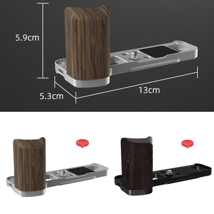 Empuñadura en forma de L Flymile para cámara Fujifilm X100VI con soporte para reposapulgar de zapata fría, For Fujifilm X100VI Silver Walnut, For Fujifilm X100VI Black Ebony