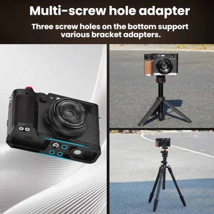 Empuñadura en forma de L Flymile para cámara Fujifilm X100VI con soporte para reposapulgar de zapata fría, For Fujifilm X100VI Silver Walnut, For Fujifilm X100VI Black Ebony