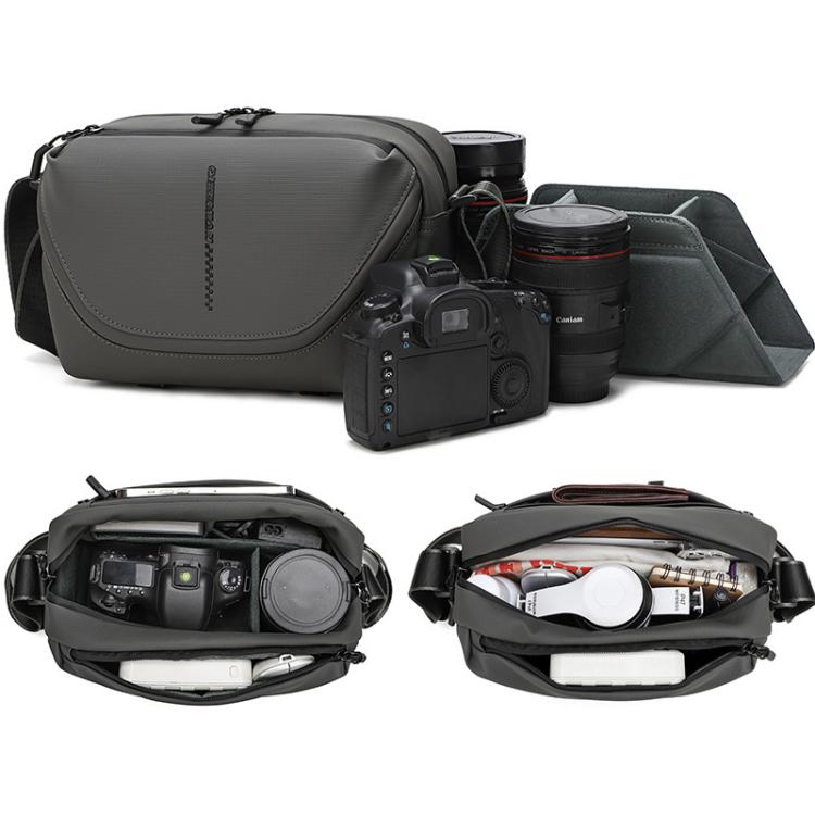 Bolso bandolera QISEMIAN todo en uno para fotografía de hombre con compartimento extraíble para cámara y soporte para trípode.