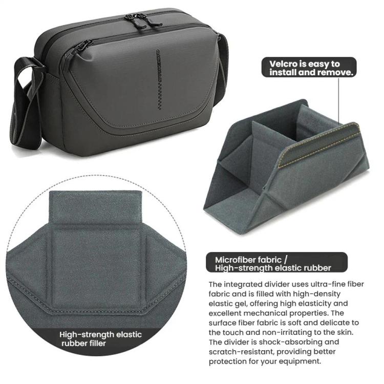 Bolso bandolera QISEMIAN todo en uno para fotografía de hombre con compartimento extraíble para cámara y soporte para trípode.