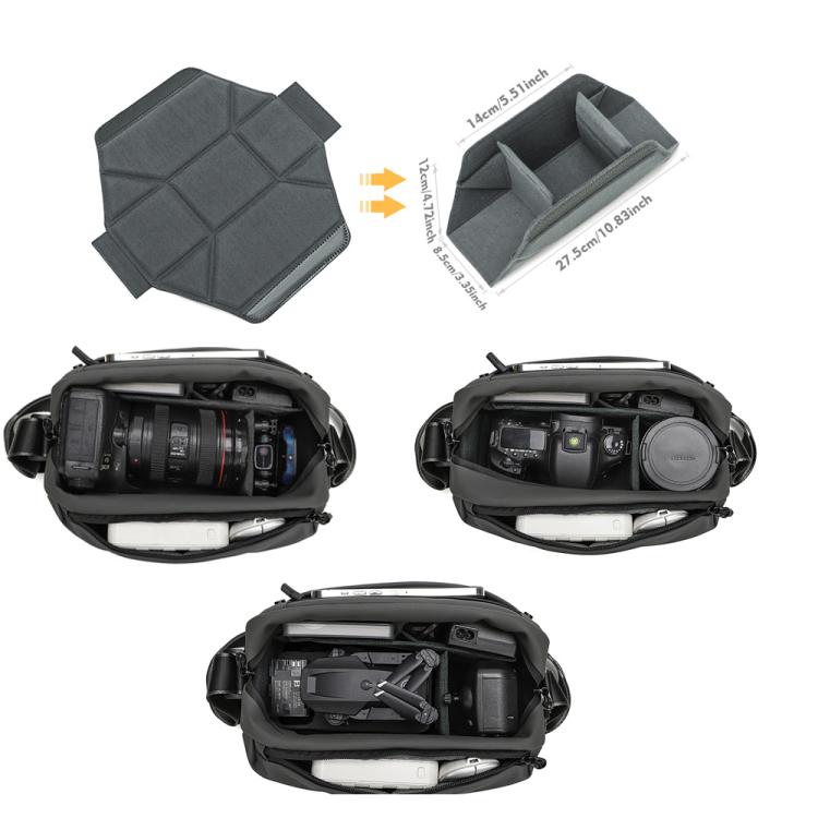 Bolso bandolera QISEMIAN todo en uno para fotografía de hombre con compartimento extraíble para cámara y soporte para trípode.