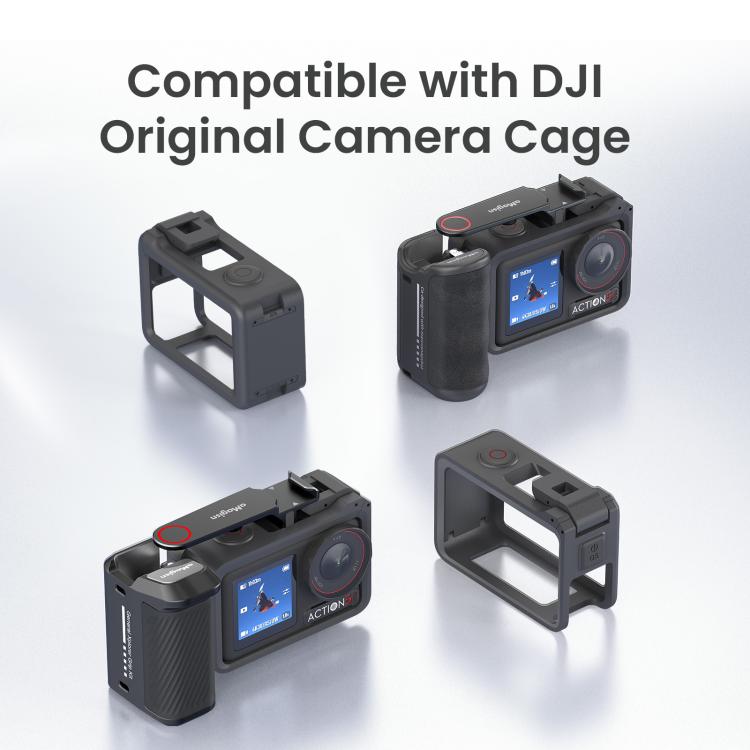 Empuñadura Magisn para fotografía callejera para DJI Action 5 Pro/Action 4/Action 3, compatible con la jaula original de la cámara., Plastic Version, Metal Black, Metal Gray