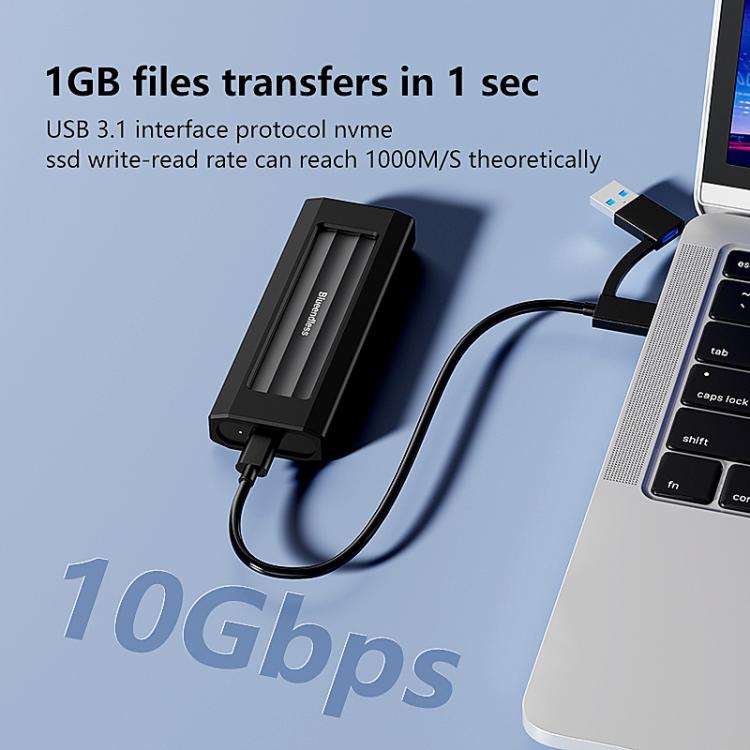 Carcasa externa portátil para SSD M.2 de 10 Gbps Blueendless con puerto USB-C de 3,2 pulgadas, NVMe Protocol With USB Cable Black Gray, NVMe Protocol With USB/Type-C 2 In 1 Cable Black Gray, NVMe Protocol With USB Cable Silver Orange                   ...