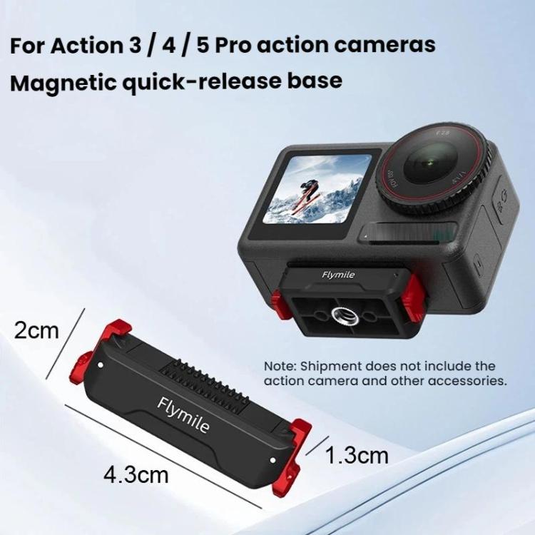 Base adaptadora de expansión de liberación rápida magnética Flymile para DJI Osmo Action 3 / 4 / 5 Pro, For DJI Osmo Action 3 / 4 / 5 Pro