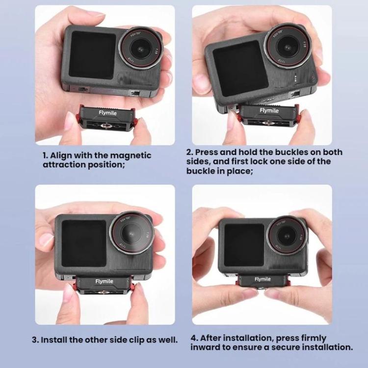 Base adaptadora de expansión de liberación rápida magnética Flymile para DJI Osmo Action 3 / 4 / 5 Pro, For DJI Osmo Action 3 / 4 / 5 Pro