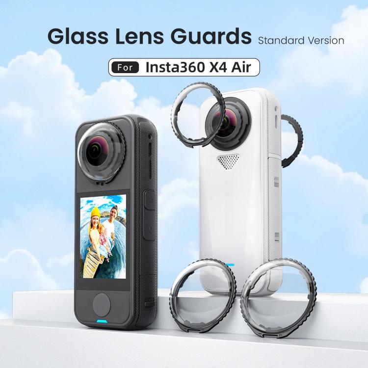 Protectores de lente estándar AMagisn para Insta360 X4 Air, accesorio de repuesto para protector de lente de cristal de fácil colocación.