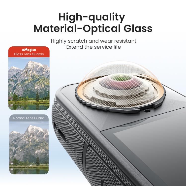 Protectores de lente estándar AMagisn para Insta360 X4 Air, accesorio de repuesto para protector de lente de cristal de fácil colocación.