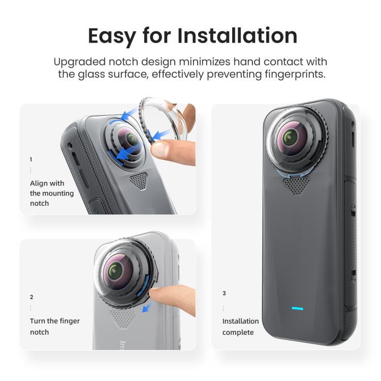 Protectores de lente estándar AMagisn para Insta360 X4 Air, accesorio de repuesto para protector de lente de cristal de fácil colocación.