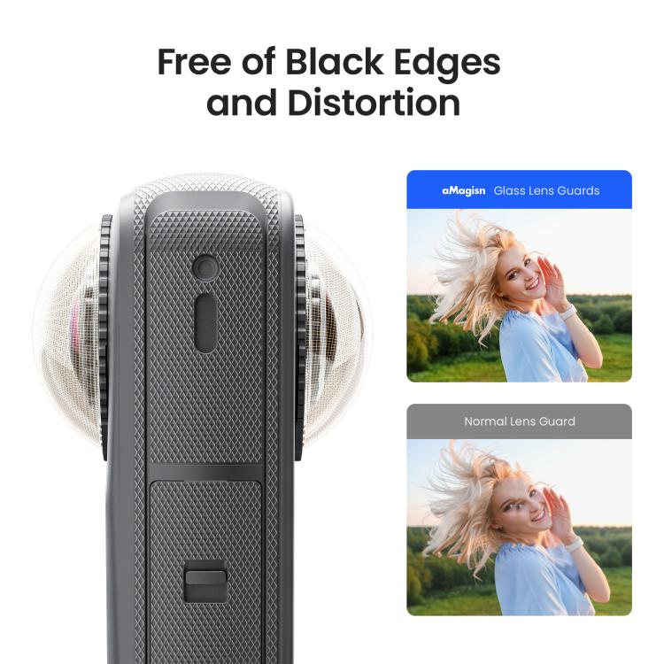 Protectores de lente estándar AMagisn para Insta360 X4 Air, accesorio de repuesto para protector de lente de cristal de fácil colocación.