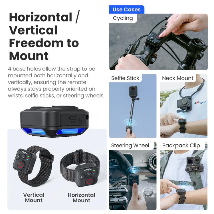 Disparador remoto Bluetooth aMagisn para DJI Osmo Action 6/Action 5 Pro/Action 4/Osmo 360, AA28
