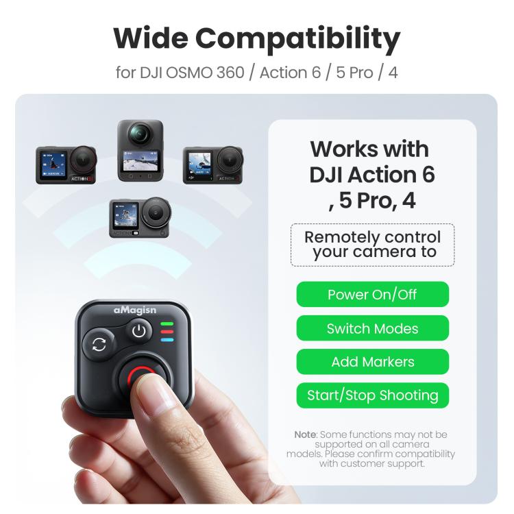 Disparador remoto Bluetooth aMagisn para DJI Osmo Action 6/Action 5 Pro/Action 4/Osmo 360, AA28