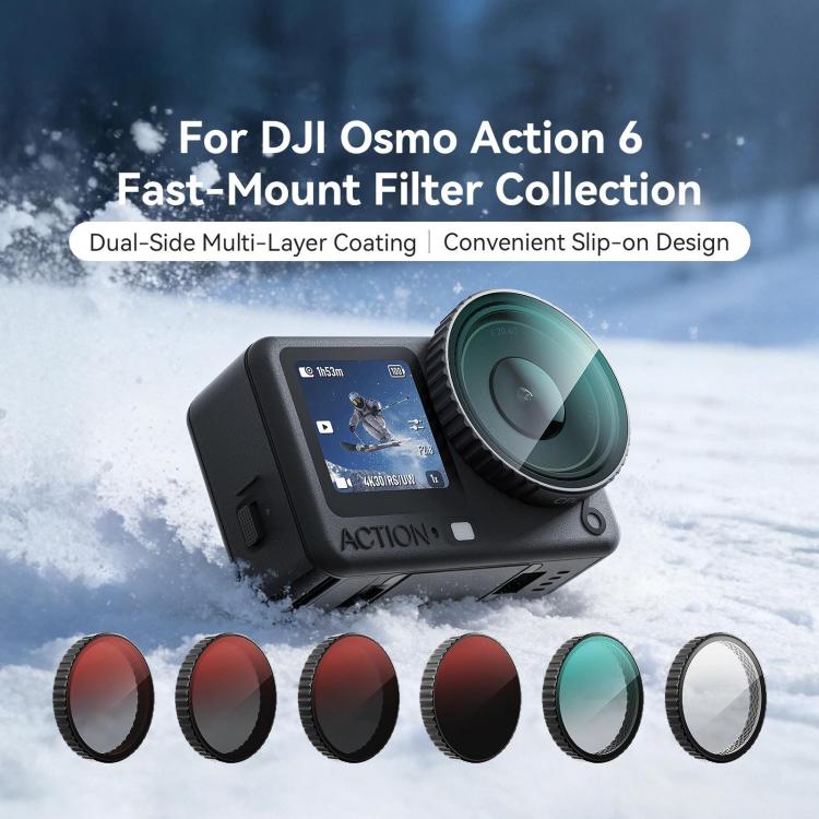 Para la cámara DJI Osmo Action 6, la cubierta protectora de lente con filtro de liberación rápida aMagisn, UV, CPL, ND8+ND16+ND32+ND64, CPL-ND8+ND16+ND32