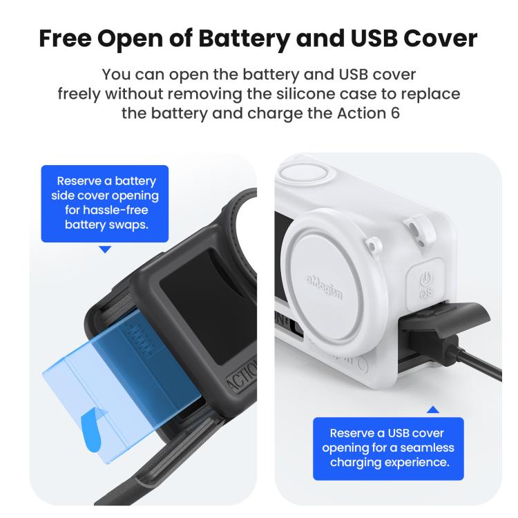 Funda de silicona aMagisn con tapa para lente y cubierta protectora antiarañazos para DJI Osmo Action 6